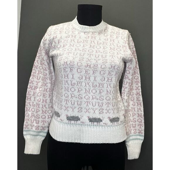 Vintage Mallard’s Point Alphabet Sheep Sweater Small - Picture 1 of 10